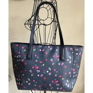 Fossil Emma Navy Polka Dot Large Shoulder Handbag Tote Purse